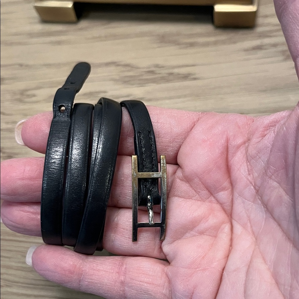 Hermes Black Hapi Leather Bracelet